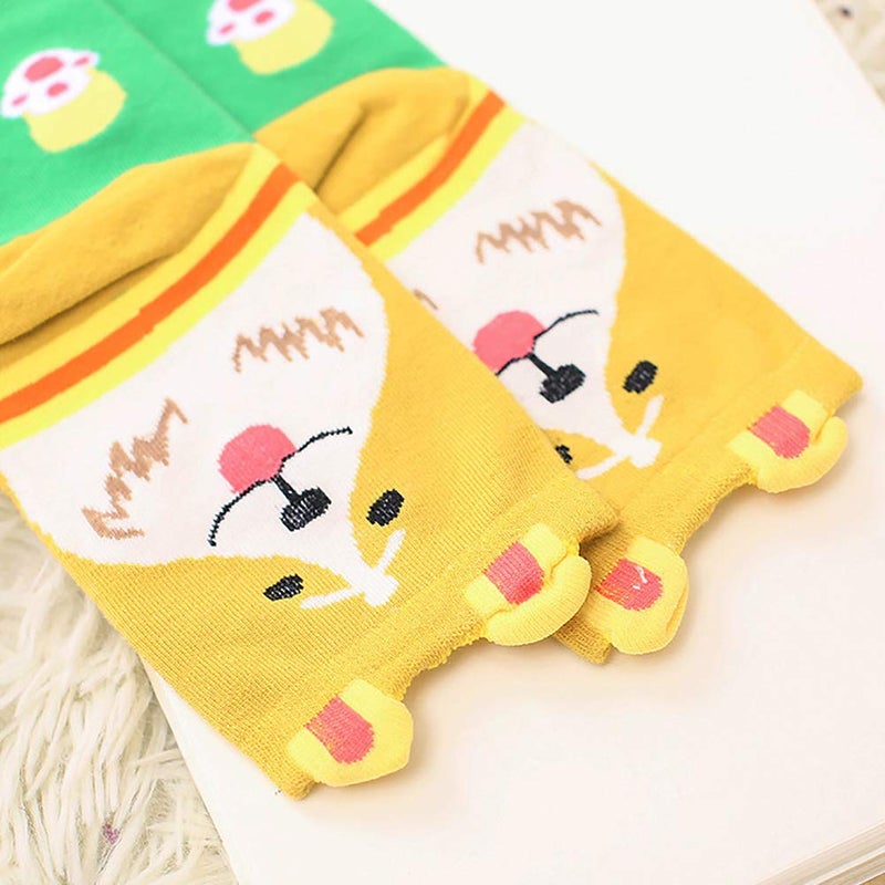 YSense Pack of 5 Sweet Animal Design Women's Casual Comfortable Cotton Crew Socks, Style 1, One Size (5-8.5) - Image 2